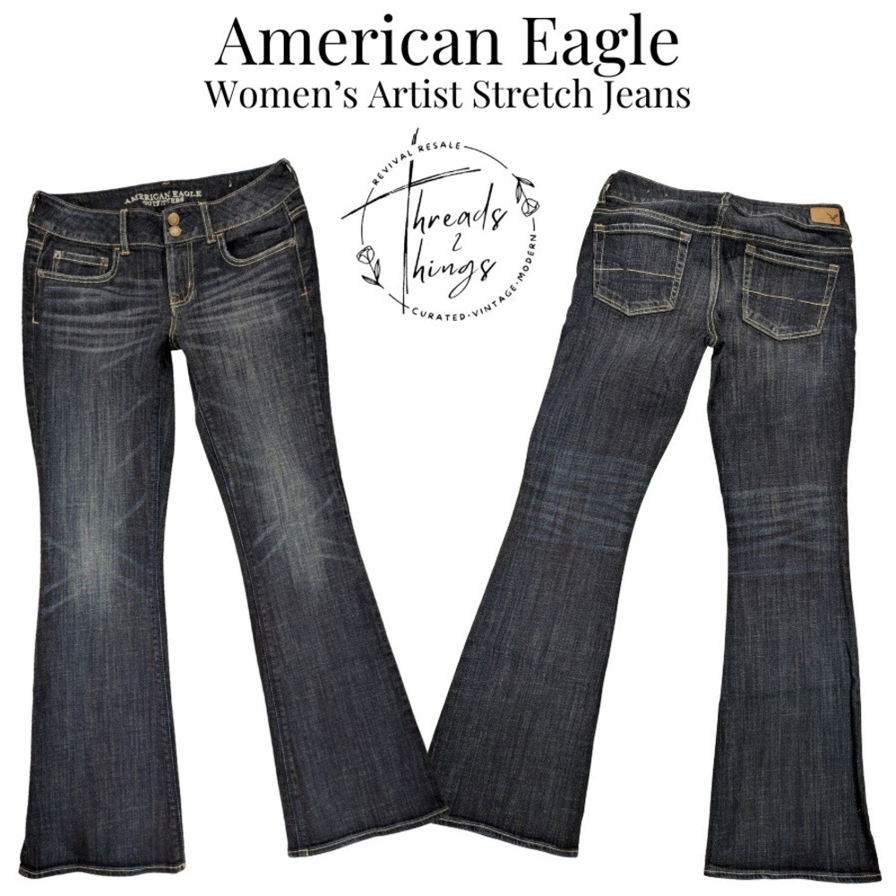 American‎ Eagle Artist Jeans Women's 4s Dark Denim Bootcut Y2k Flare Preppy VTG